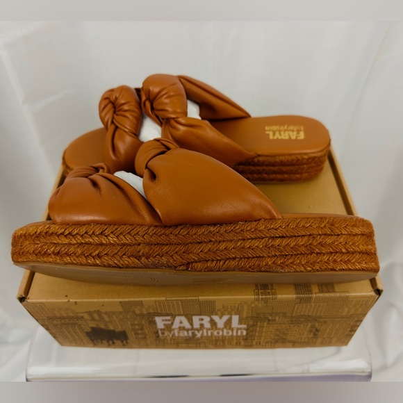 FARYL - Tania - Toffee Brown Platform Slip On Sandal Puffer Knot Straps … - Picture 10 of 11